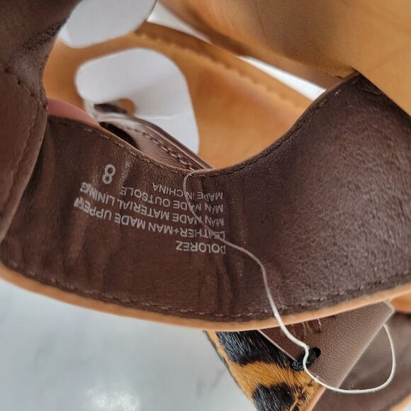 Yellow Box Leopard Dyed Calf Hair Leopard Print Flip Flop Thong Sandals NEW - Picture 5 of 8